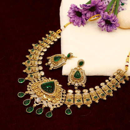 Aanura Antique Bridal Necklace with Ruby Red Stones