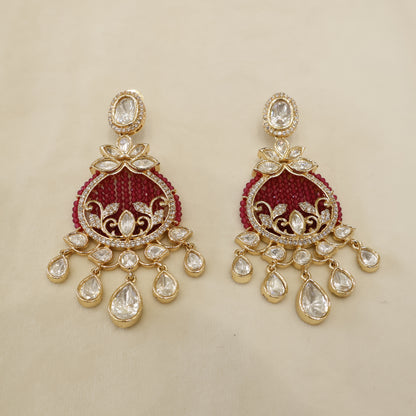 Aanura Green Beaded Kundan Necklace & Earrings Set