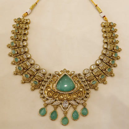 Aanura Antique Bridal Necklace with Ruby Red Stones