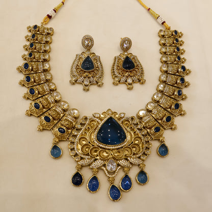 Aanura Antique Bridal Necklace with Ruby Red Stones