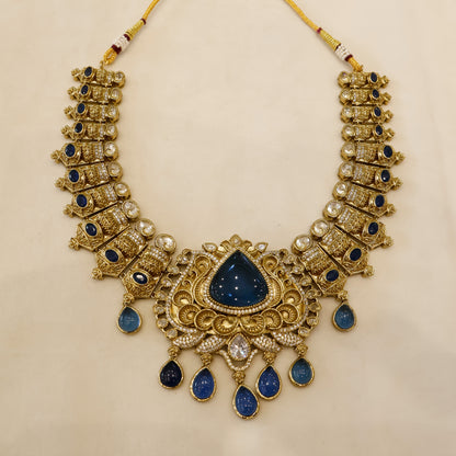 Aanura Antique Bridal Necklace with Ruby Red Stones