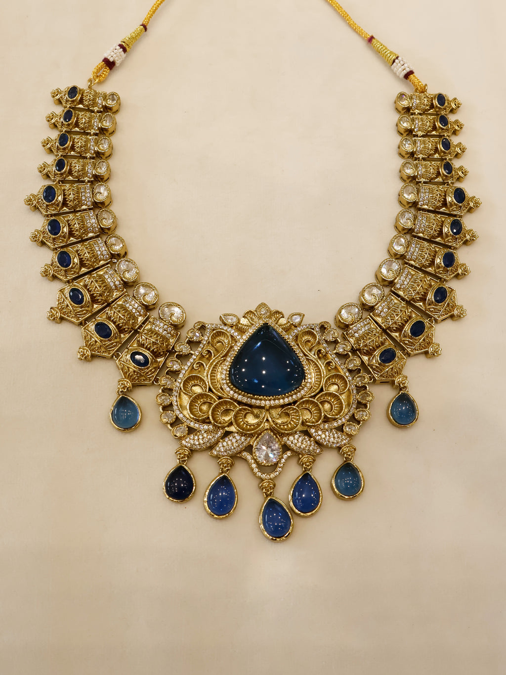 Aanura Antique Bridal Necklace with Ruby Red Stones