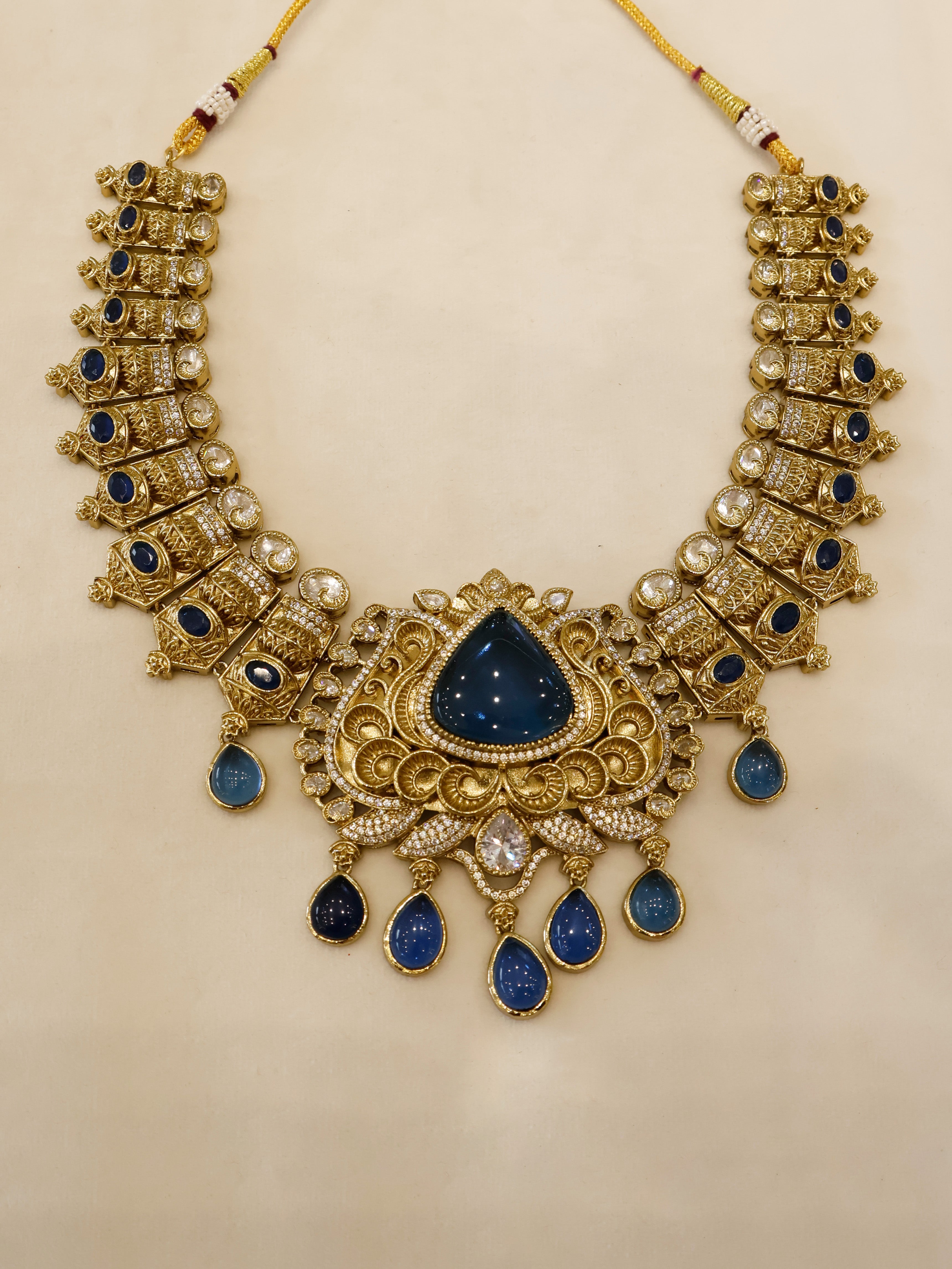 Aanura Antique Bridal Necklace with Ruby Red Stones