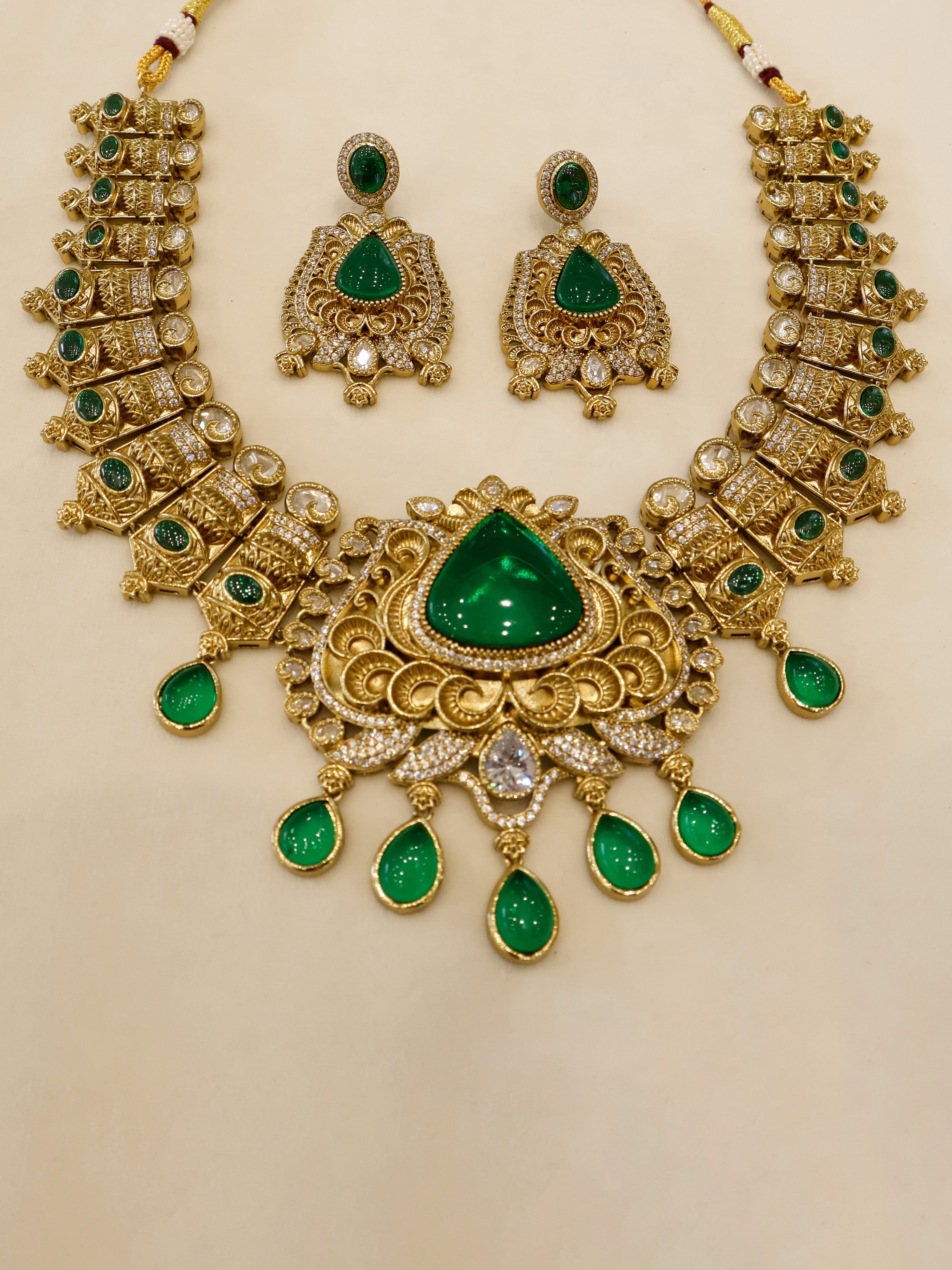 Aanura Antique Bridal Necklace with Ruby Red Stones