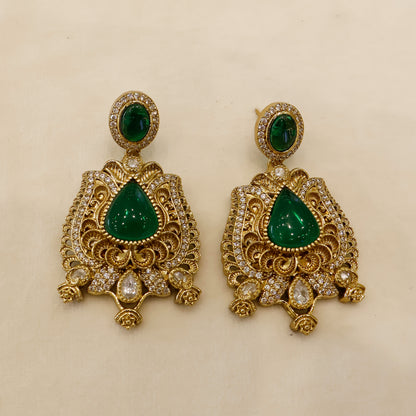 Aanura Antique Bridal Necklace with Ruby Red Stones