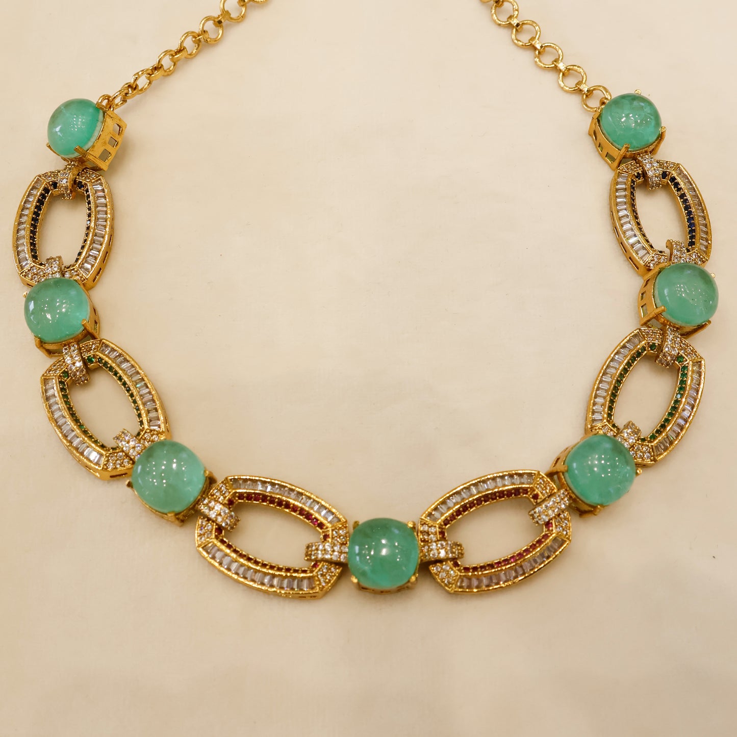 Aanura Gold-Plated Purple Stone Necklace Set