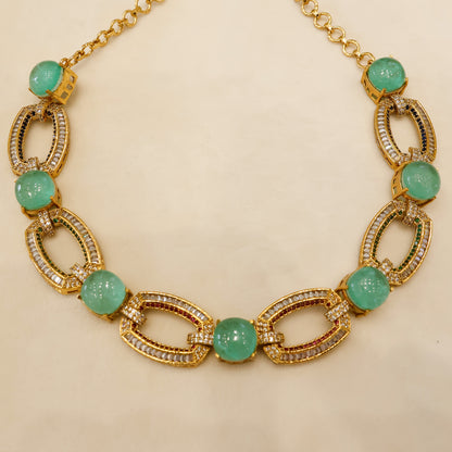 Aanura Gold-Plated Purple Stone Necklace Set