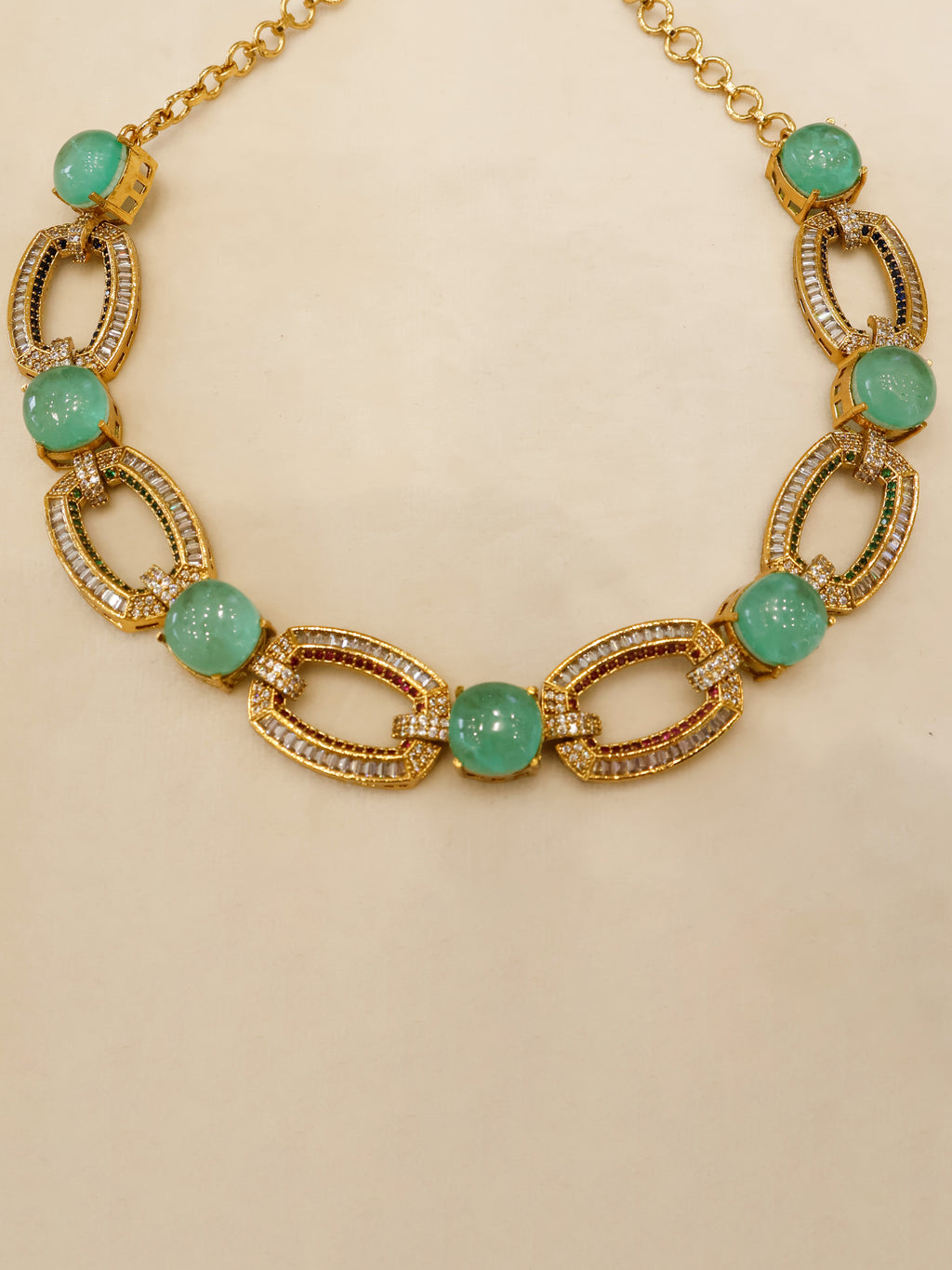 Aanura Gold-Plated Purple Stone Necklace Set