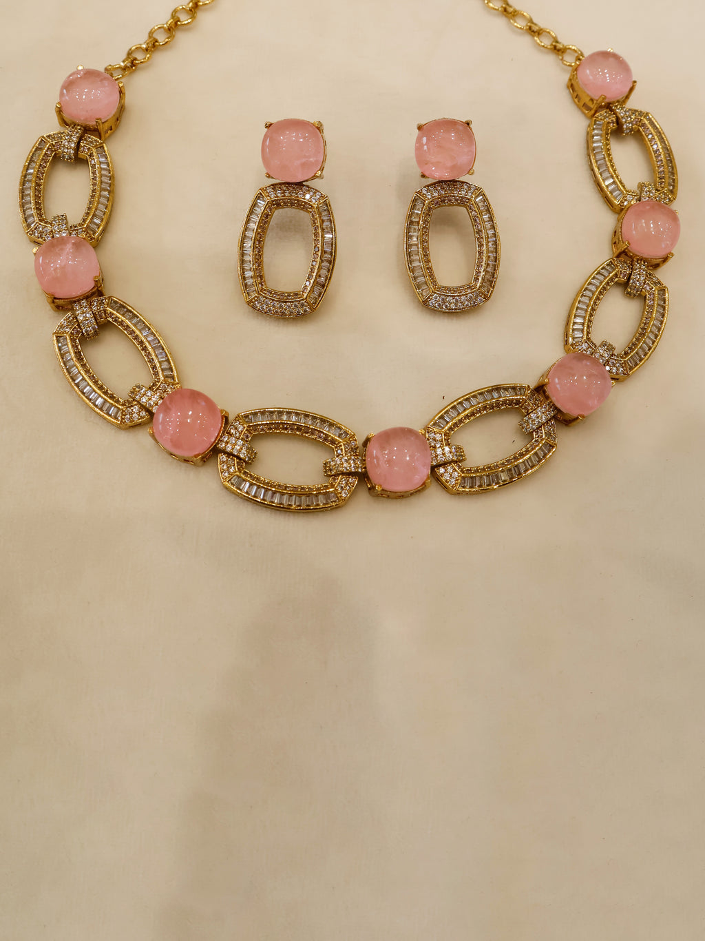 Aanura Gold-Plated Purple Stone Necklace Set