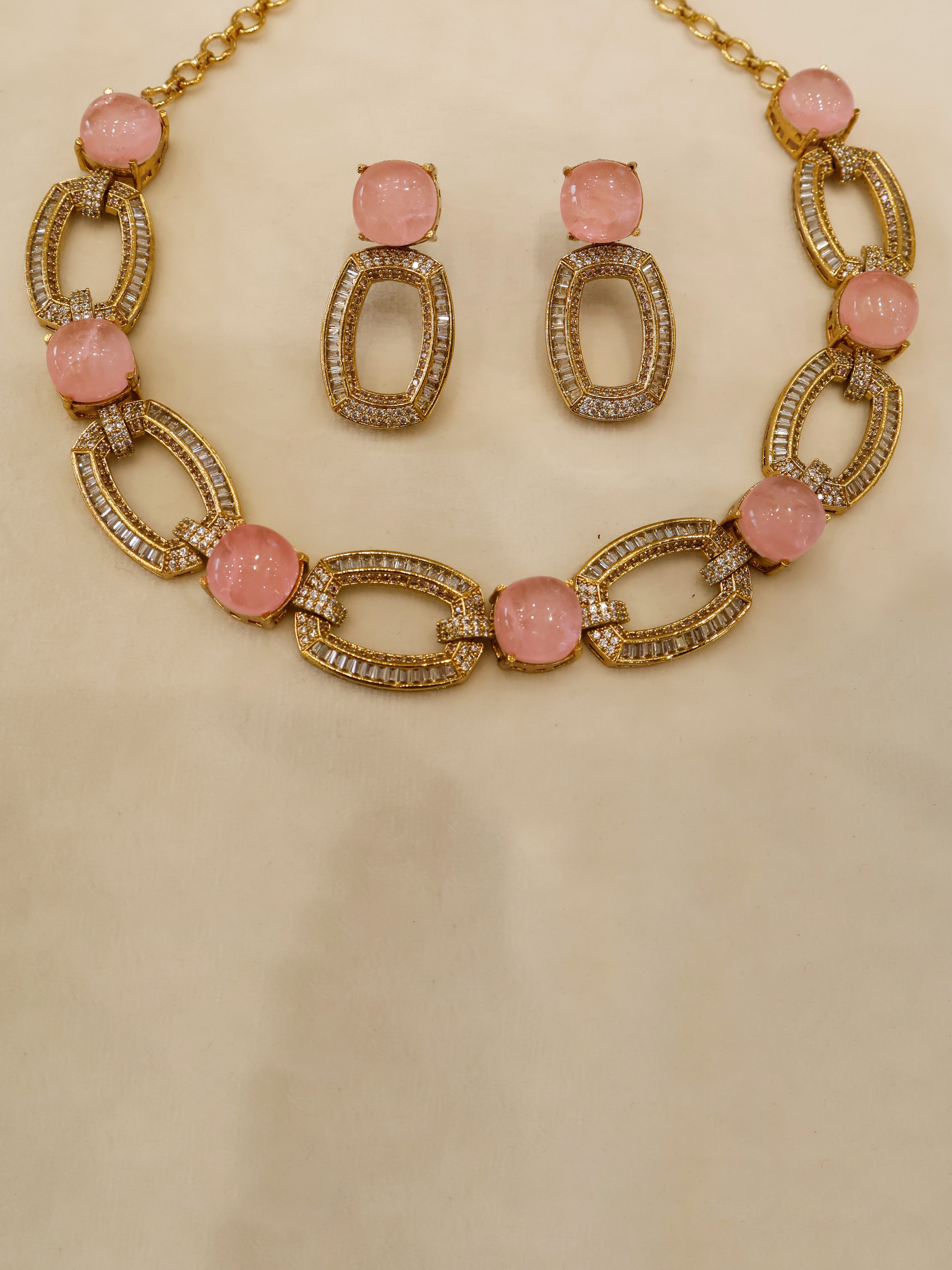 Aanura Gold-Plated Purple Stone Necklace Set