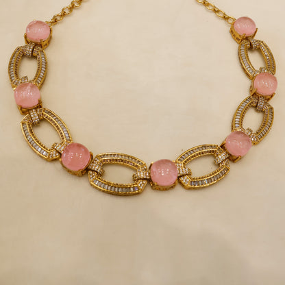 Aanura Gold-Plated Purple Stone Necklace Set