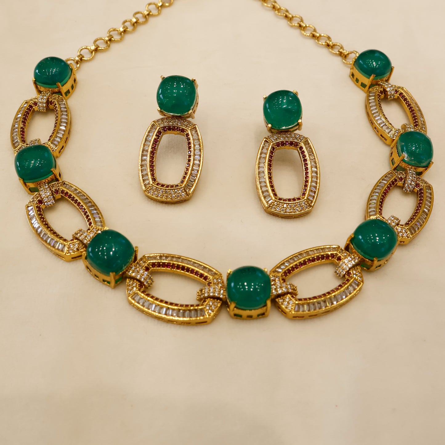 Aanura Gold-Plated Purple Stone Necklace Set
