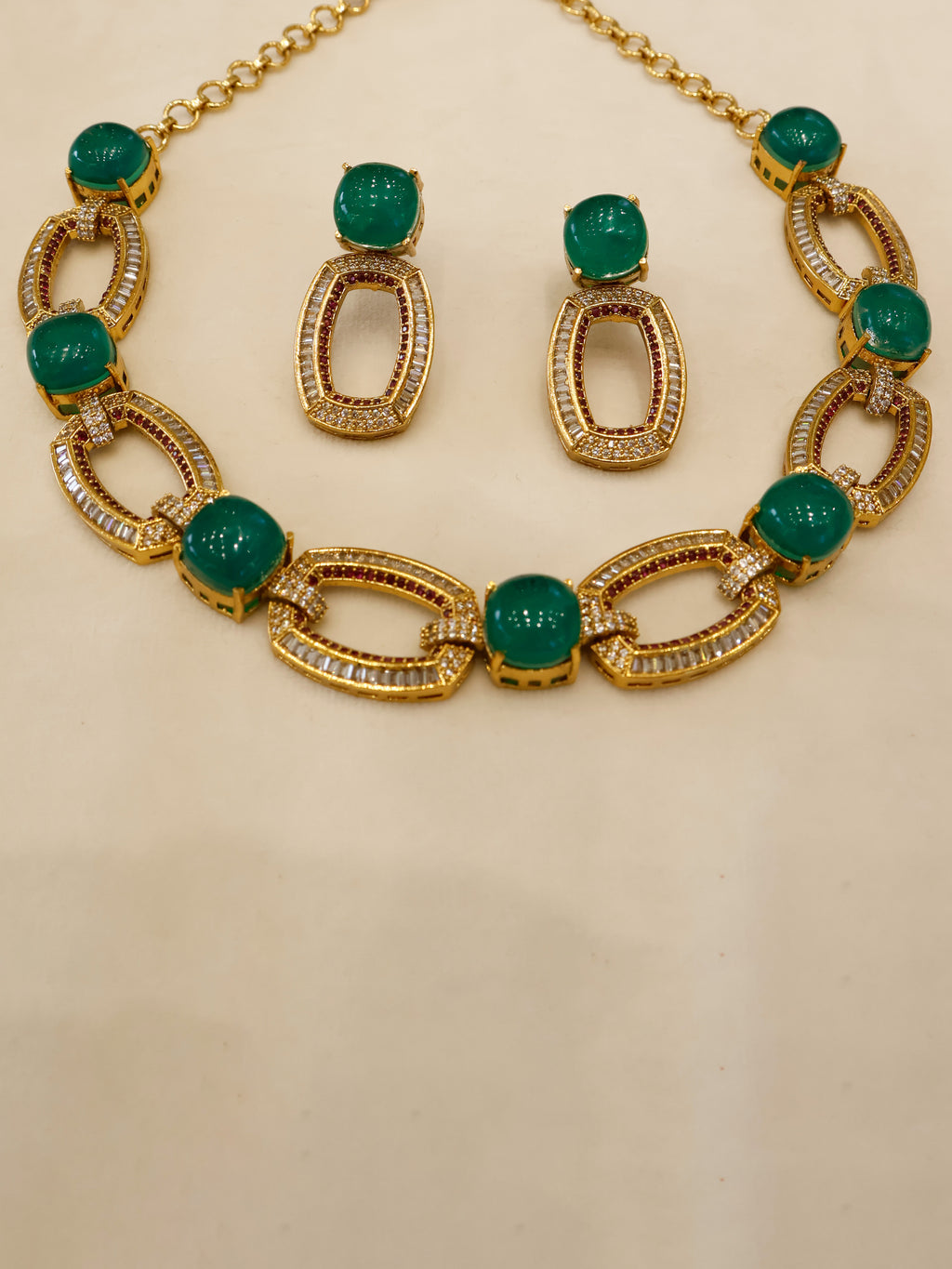 Aanura Gold-Plated Purple Stone Necklace Set