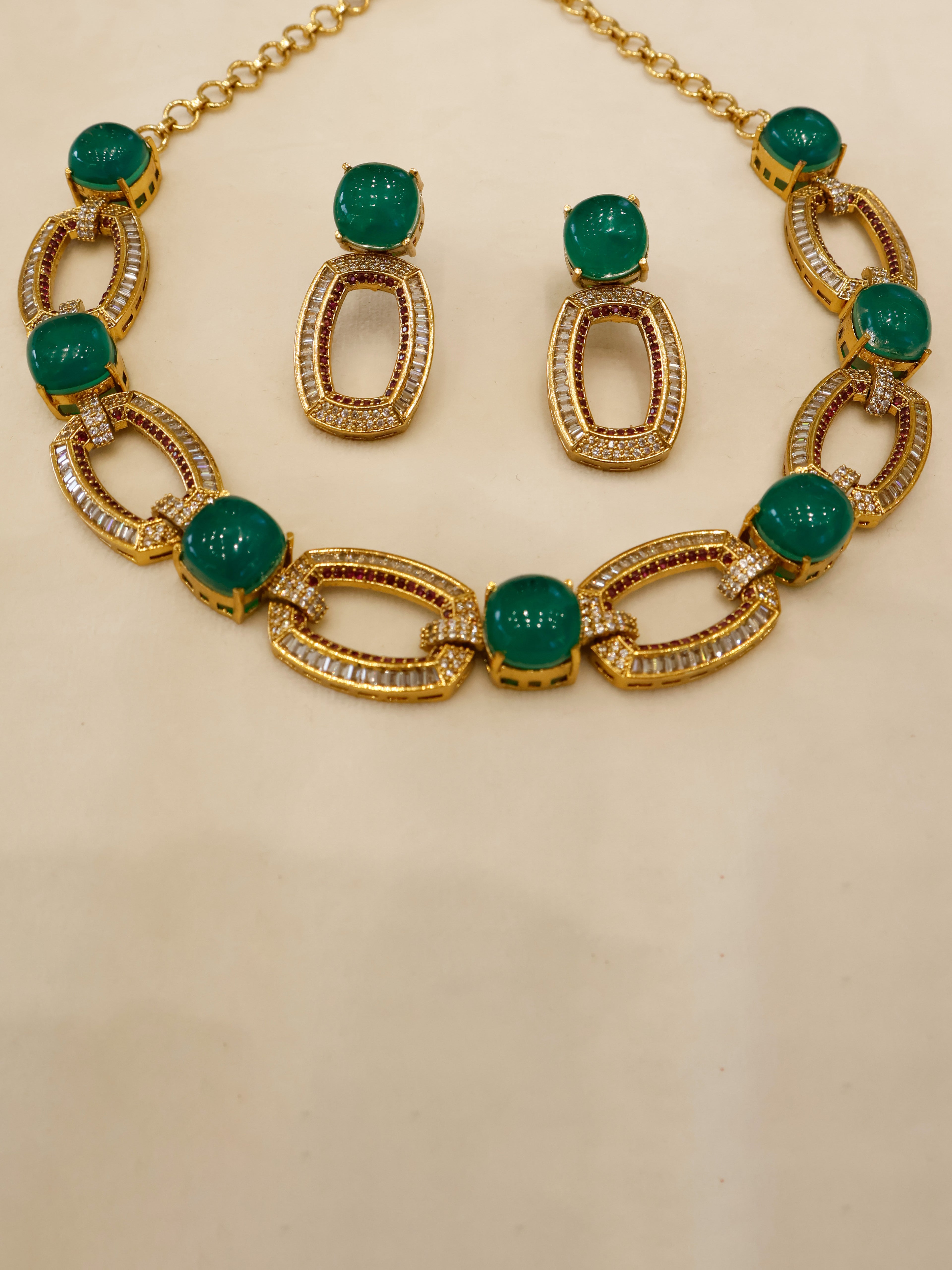 Aanura Gold-Plated Purple Stone Necklace Set
