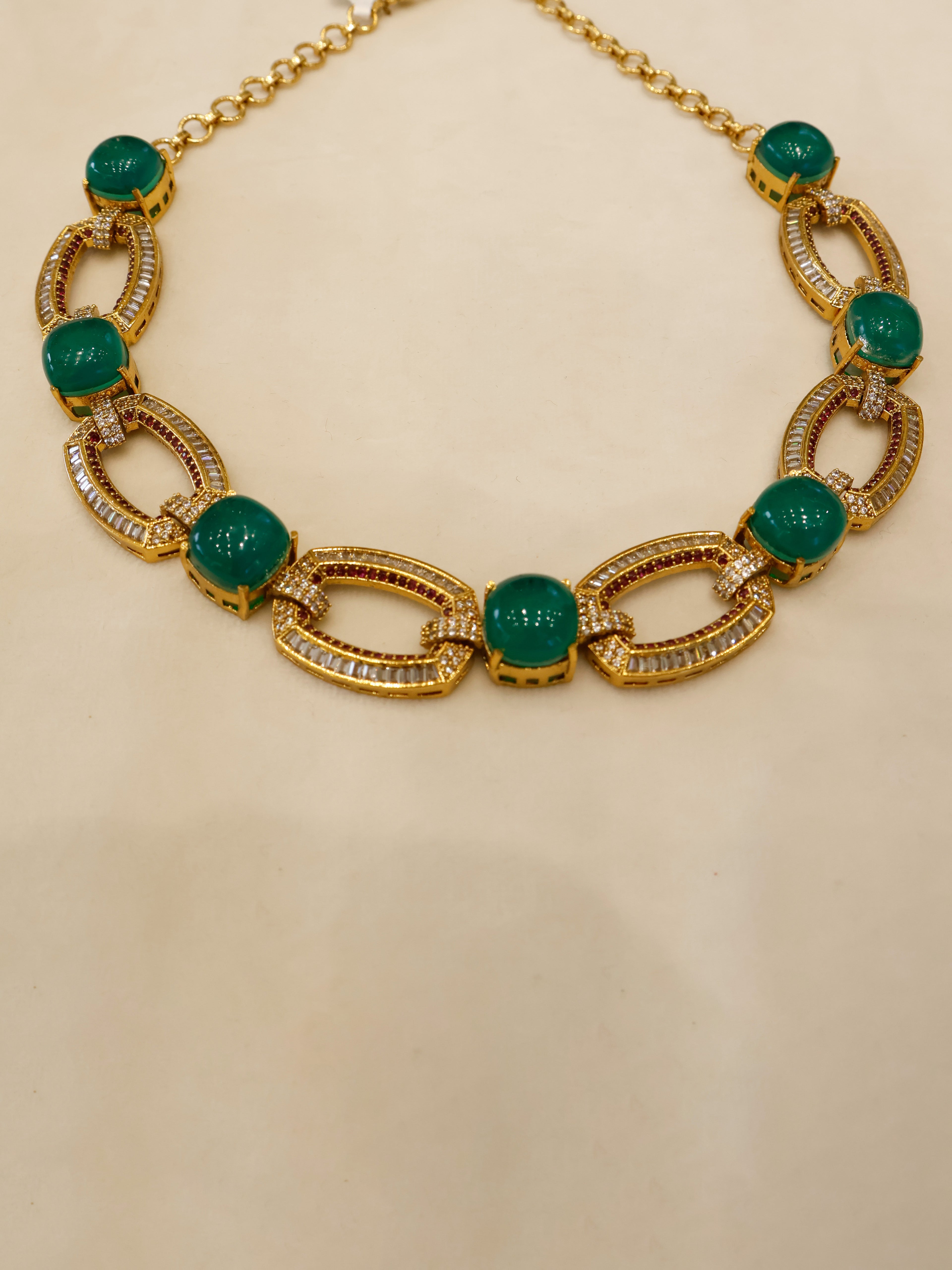 Aanura Gold-Plated Purple Stone Necklace Set