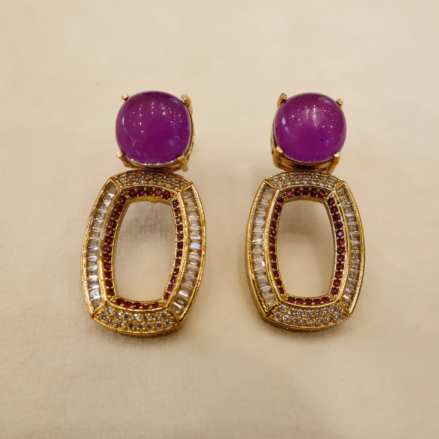 Aanura Gold-Plated Purple Stone Necklace Set