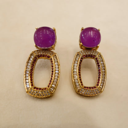 Aanura Gold-Plated Purple Stone Necklace Set