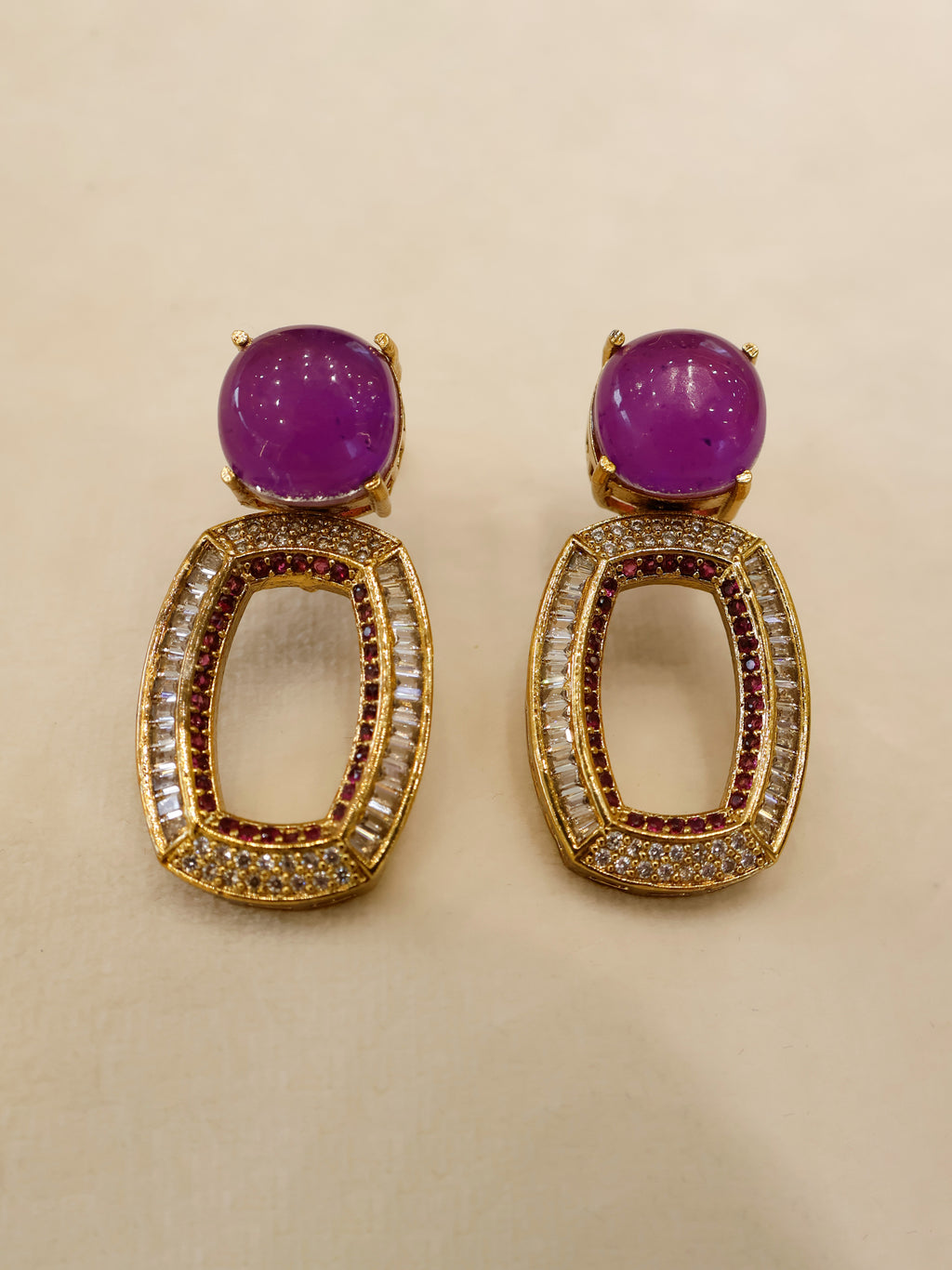 Aanura Gold-Plated Purple Stone Necklace Set