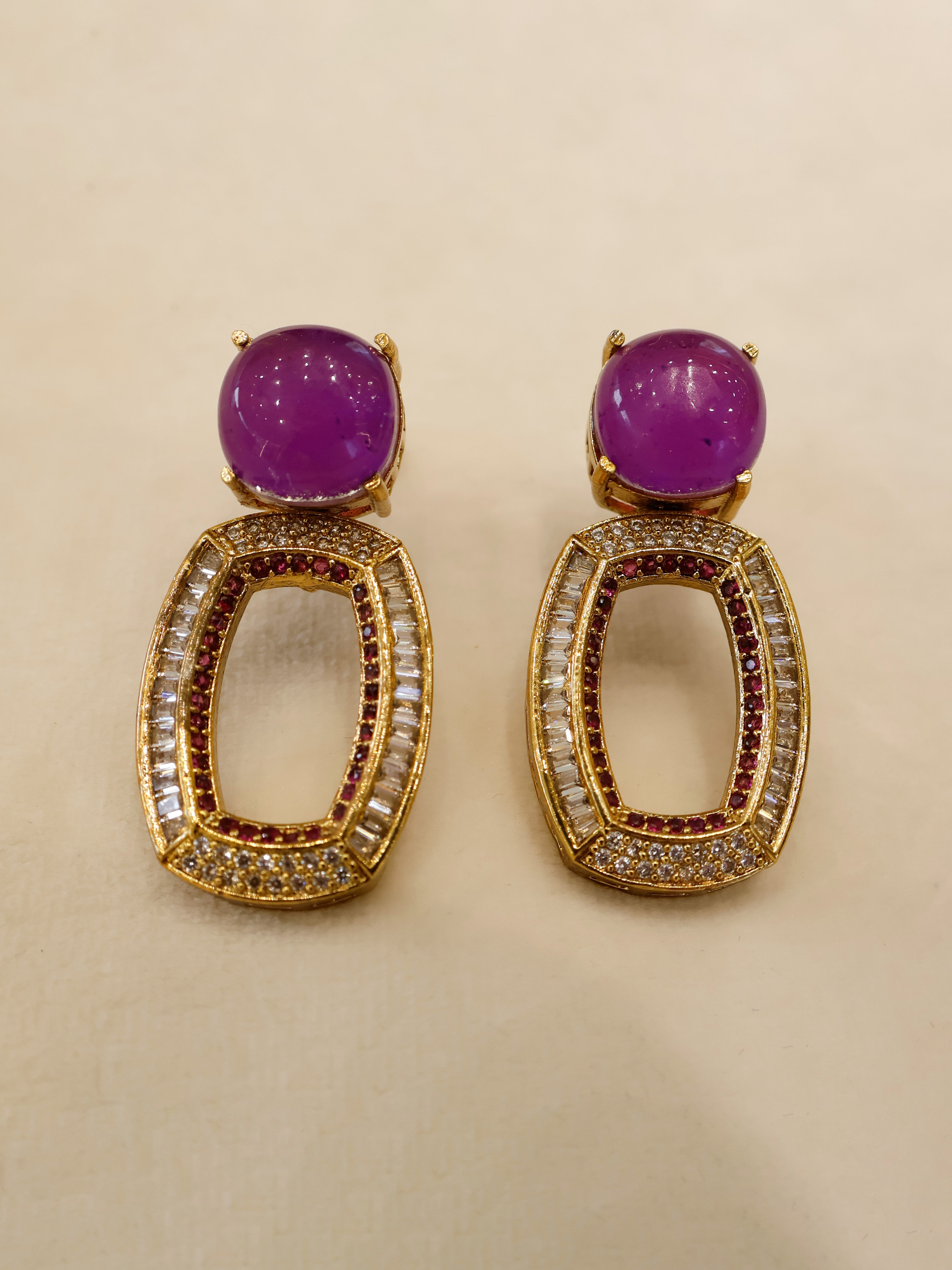 Aanura Gold-Plated Purple Stone Necklace Set