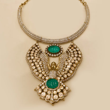 Aanura Pink Stone Eagle Motif Necklace Set