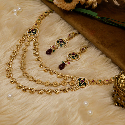 Aanura Gold-Plated Layered Necklace & Earrings Set