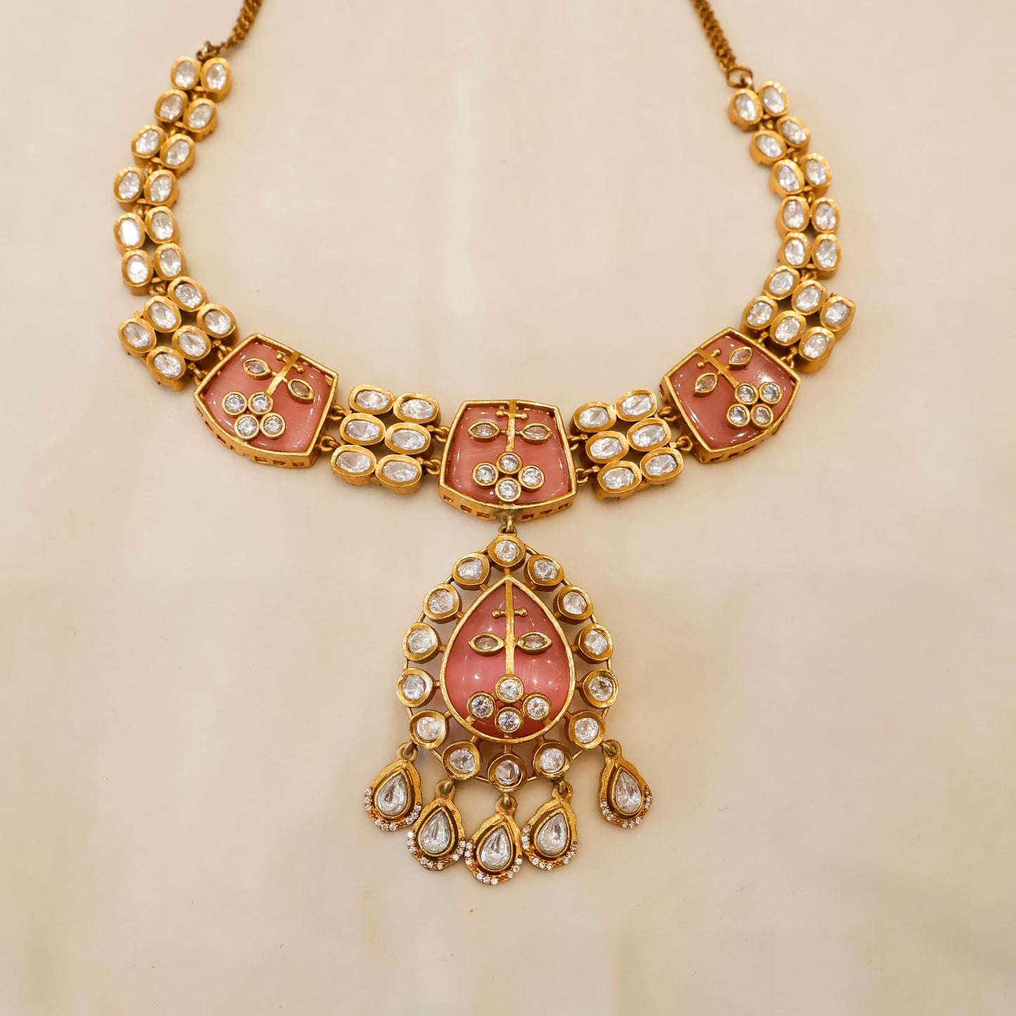 Aanura Green Kundan Pendant Necklace & Earrings Set