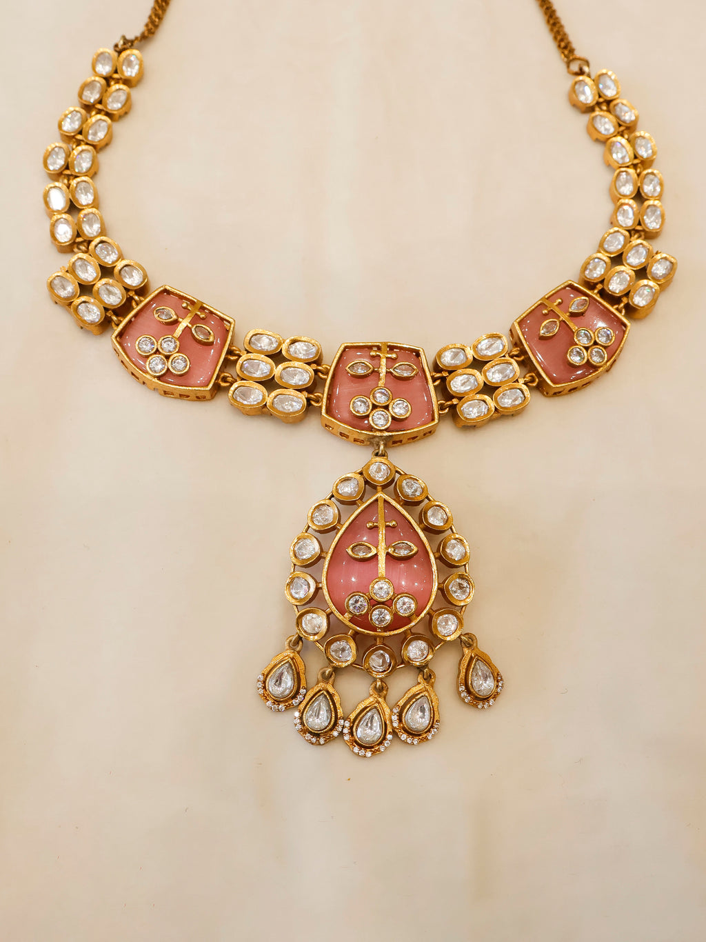 Aanura Green Kundan Pendant Necklace & Earrings Set