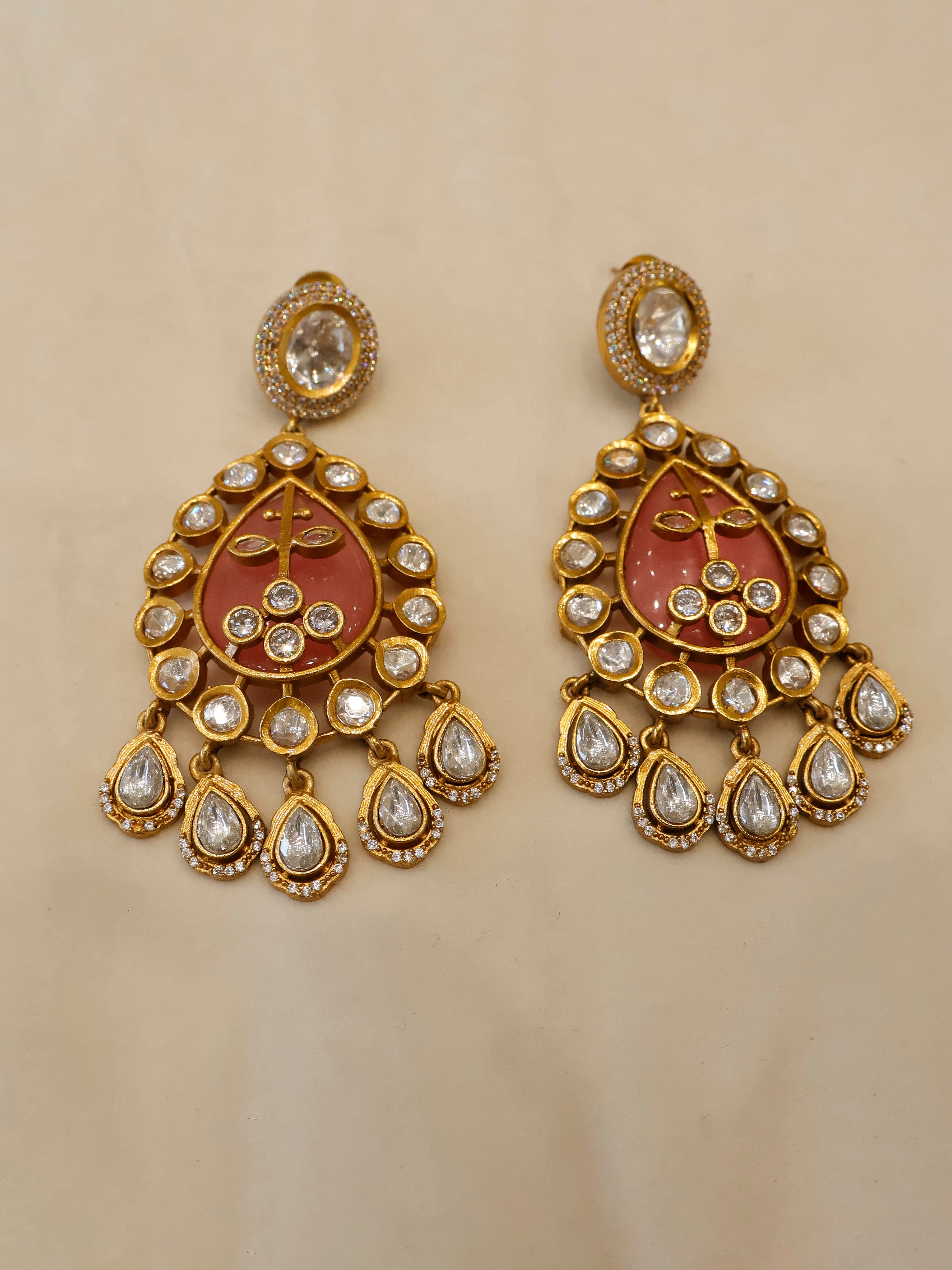 Aanura Green Kundan Pendant Necklace & Earrings Set