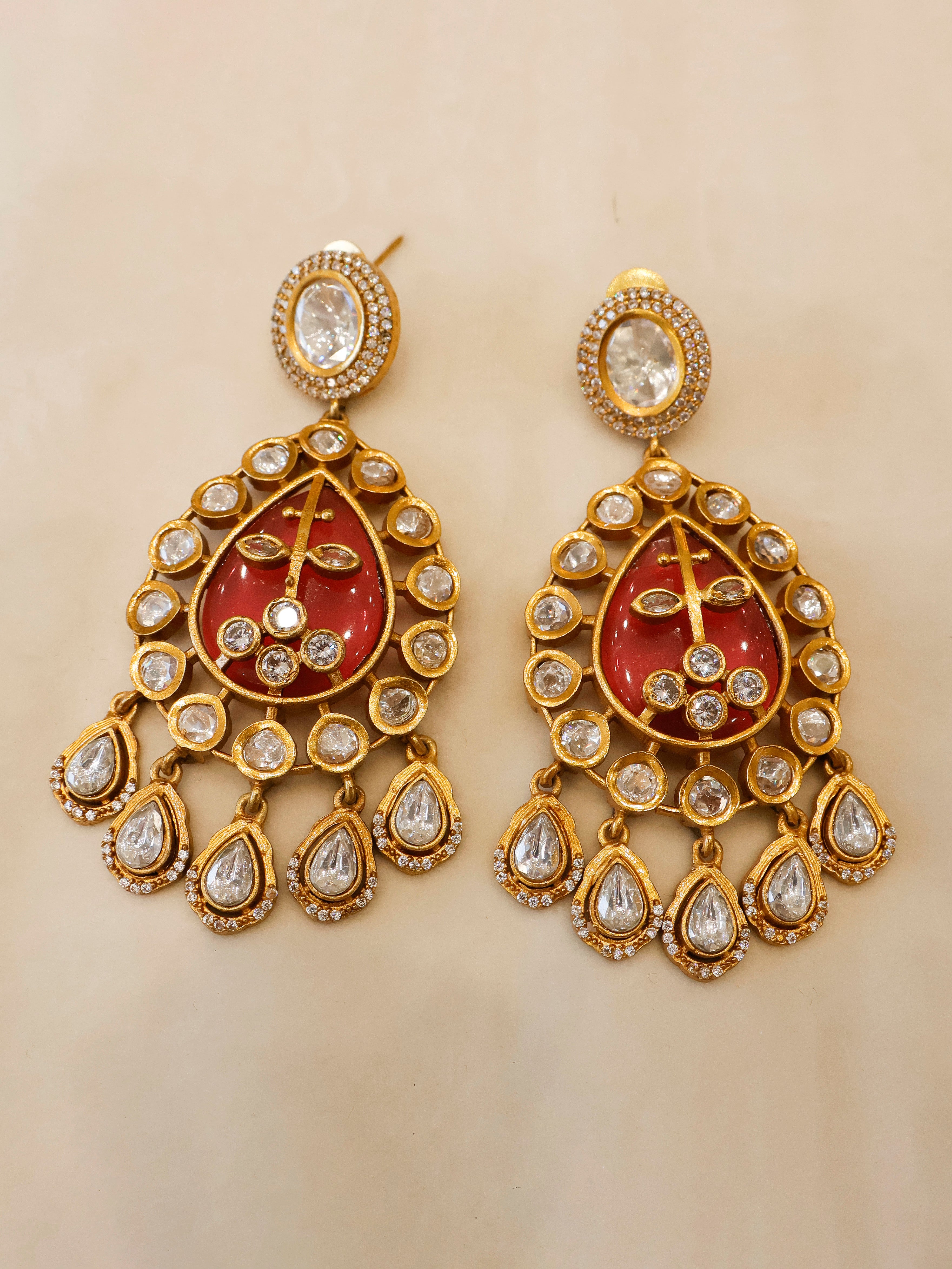 Aanura Green Kundan Pendant Necklace & Earrings Set