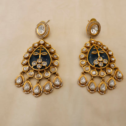 Aanura Green Kundan Pendant Necklace & Earrings Set