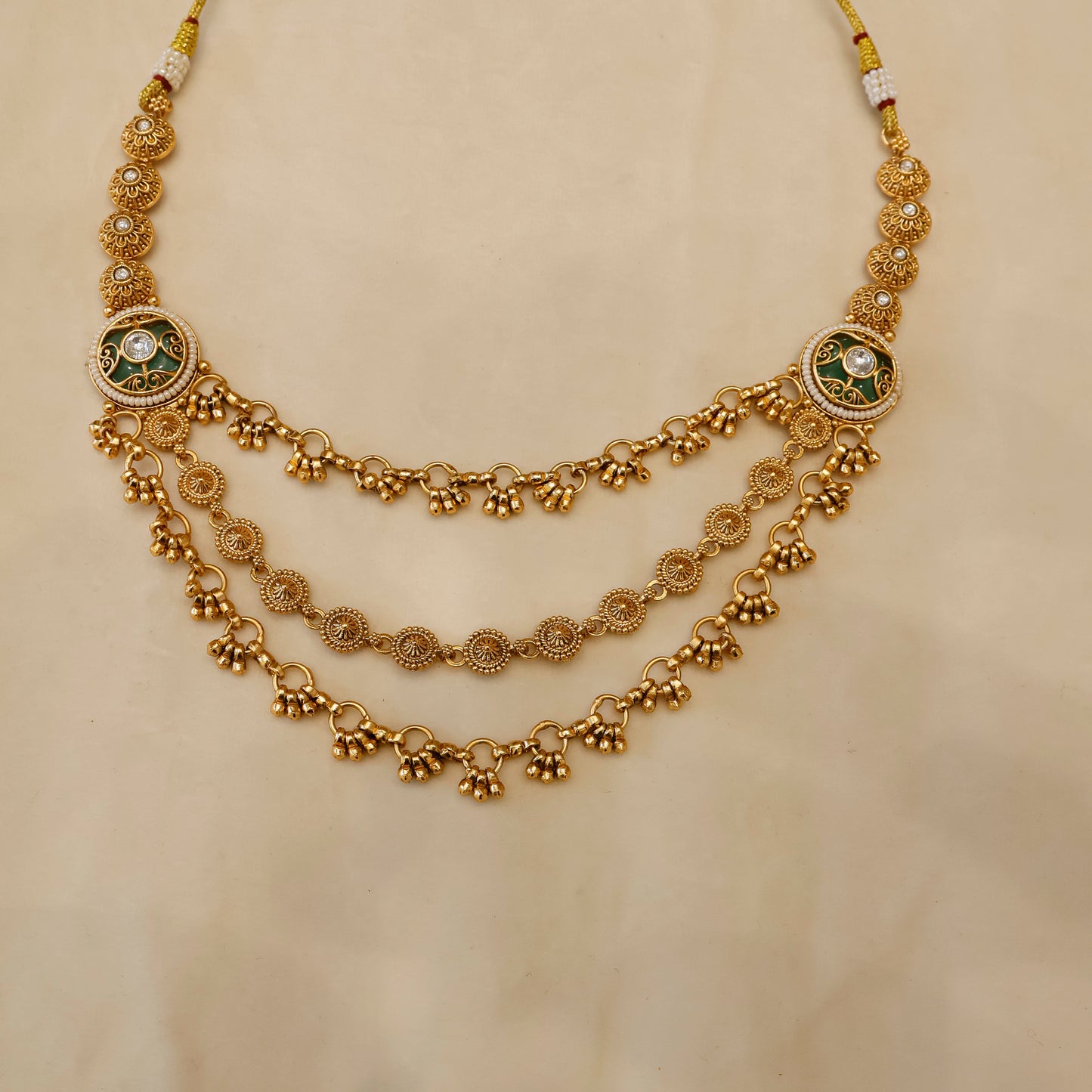 Aanura Gold-Plated Layered Necklace & Earrings Set