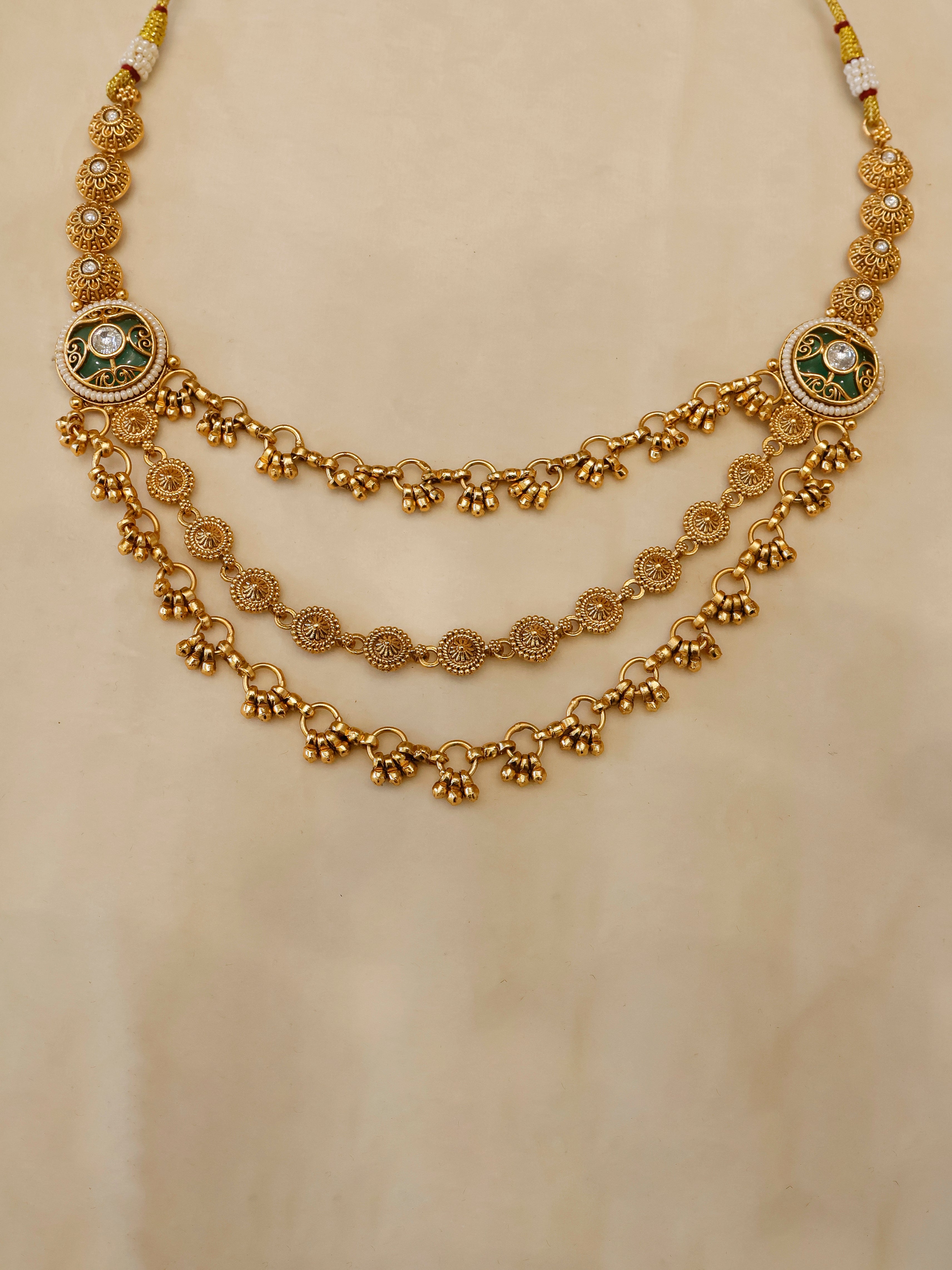 Aanura Gold-Plated Layered Necklace & Earrings Set