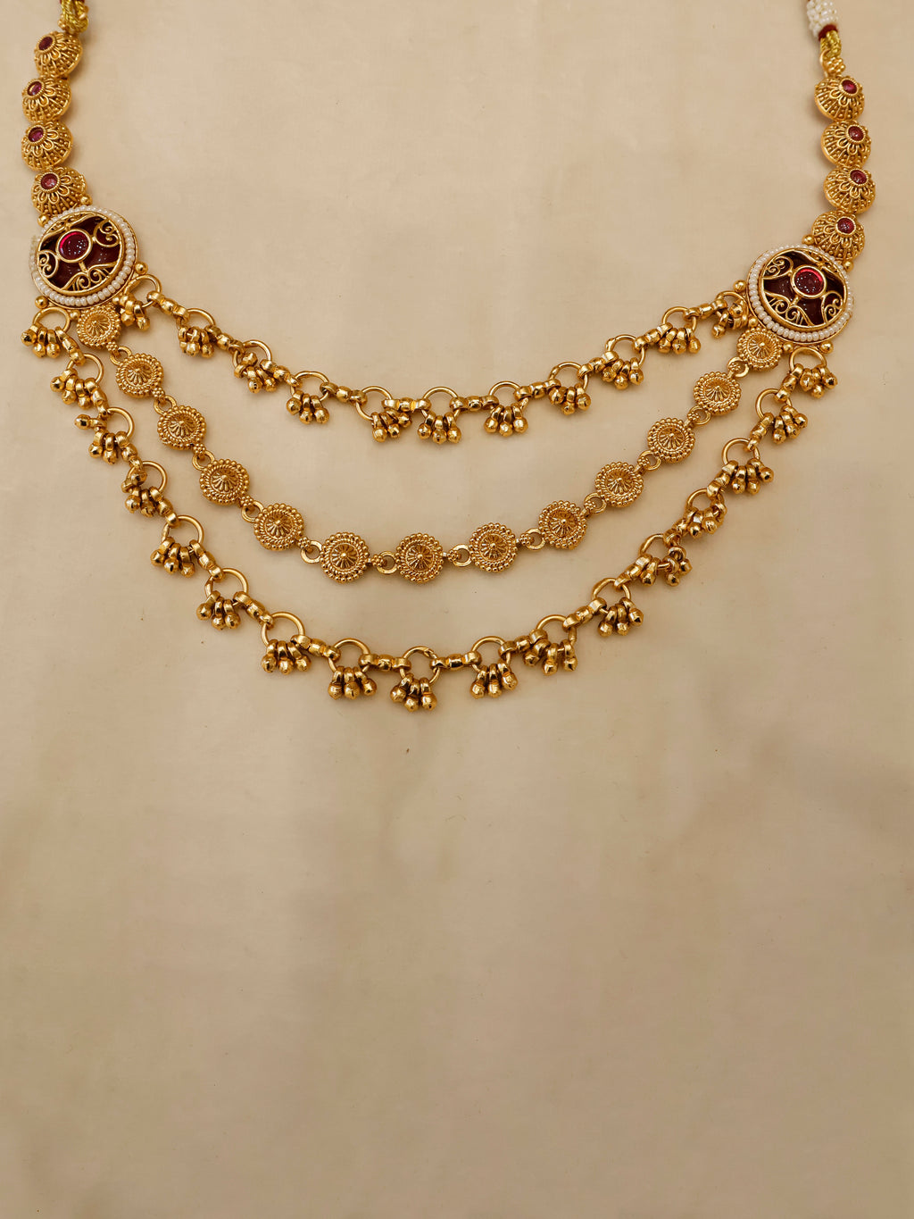 Aanura Gold-Plated Layered Necklace & Earrings Set