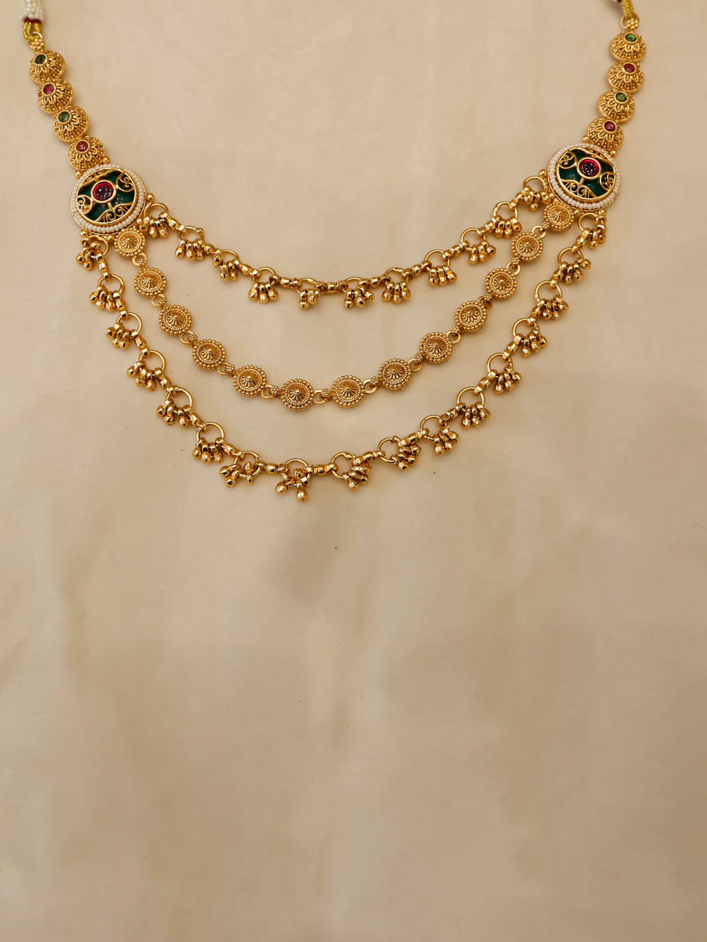 Aanura Gold-Plated Layered Necklace & Earrings Set