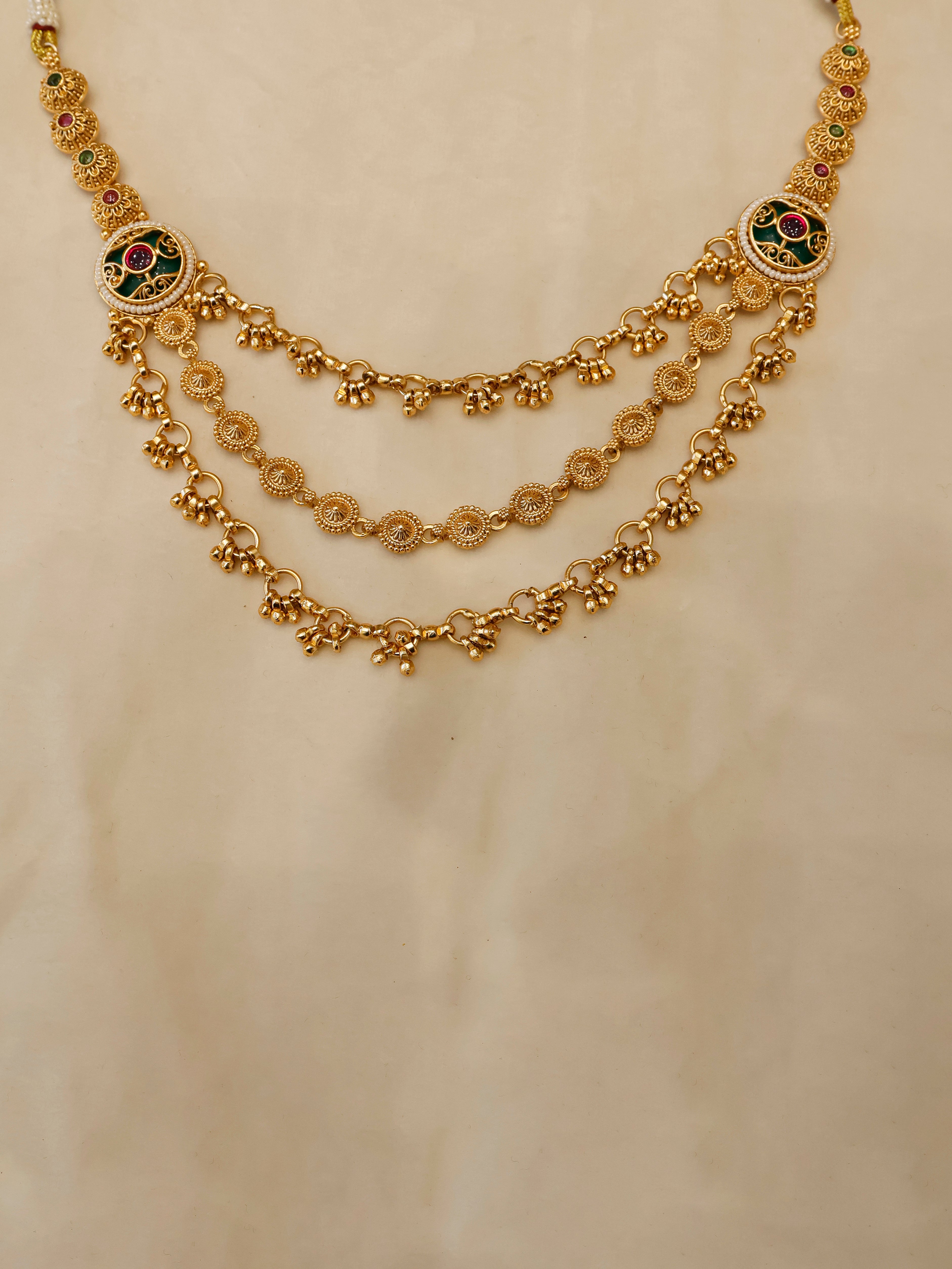 Aanura Gold-Plated Layered Necklace & Earrings Set
