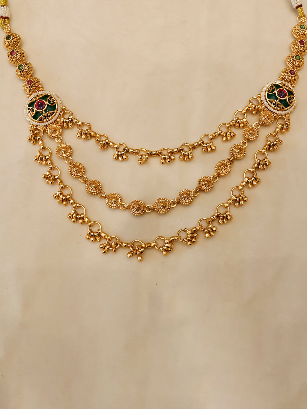 Aanura Gold-Plated Layered Necklace & Earrings Set
