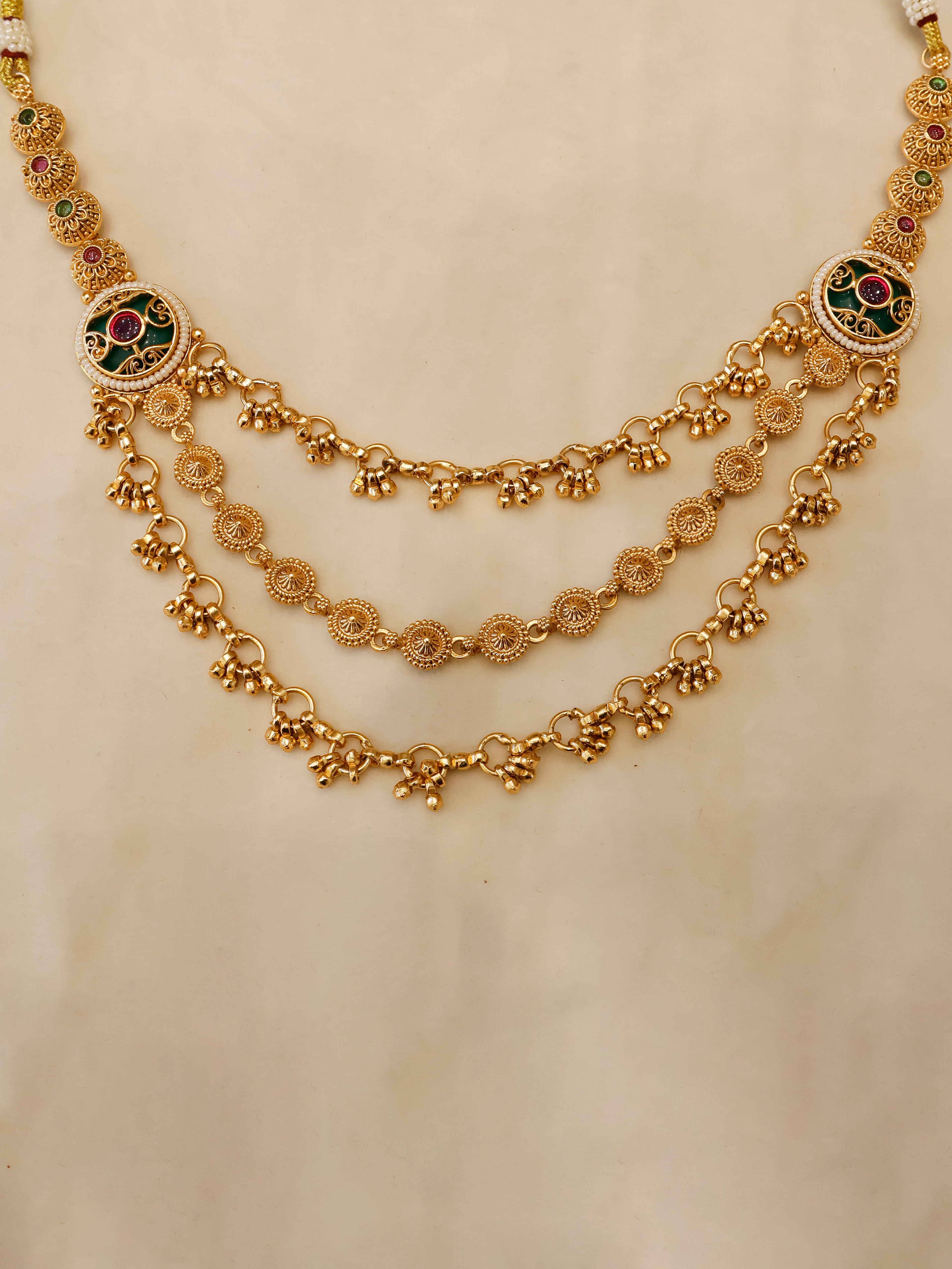 Aanura Gold-Plated Layered Necklace & Earrings Set