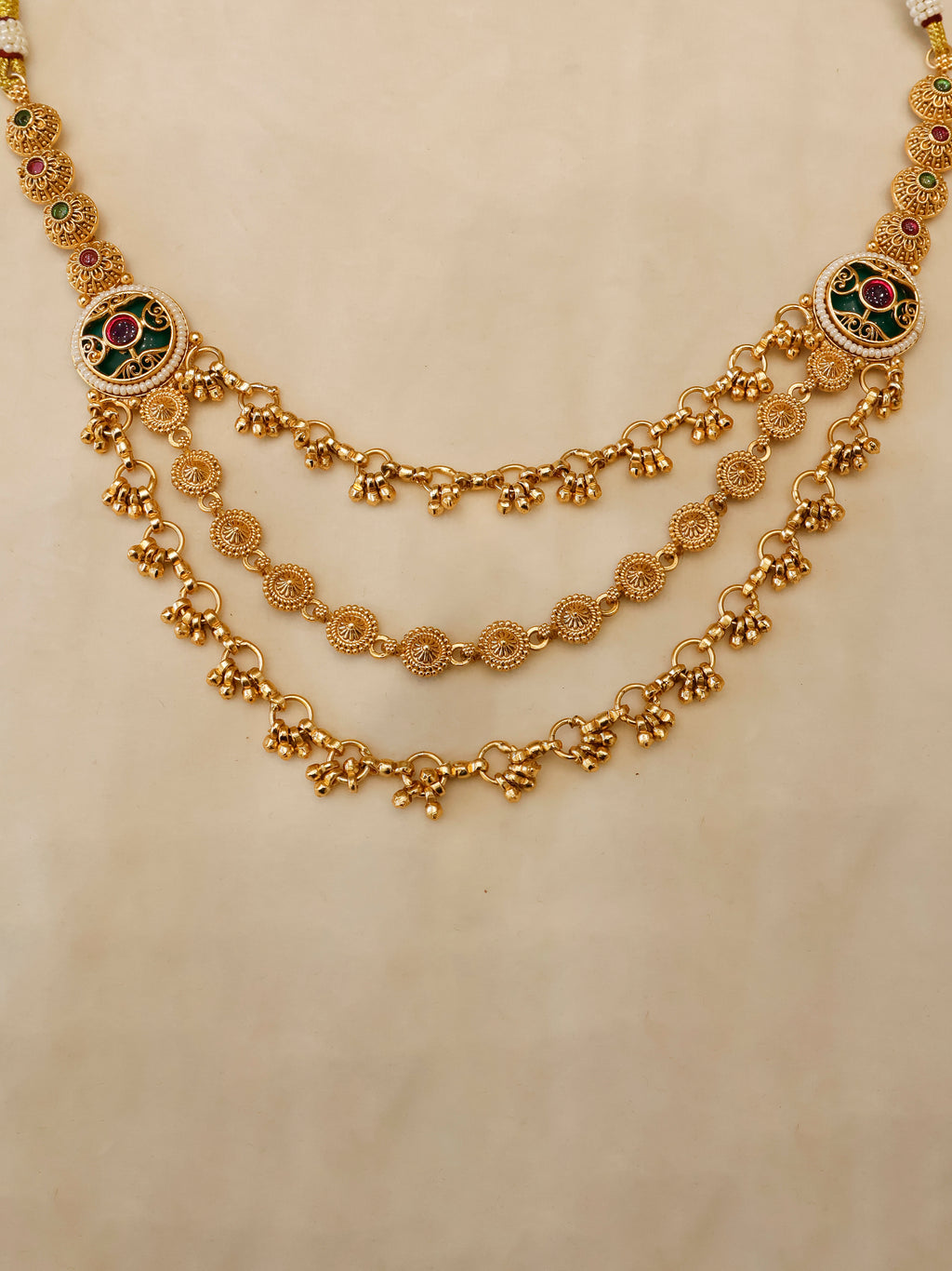 Aanura Gold-Plated Layered Necklace & Earrings Set