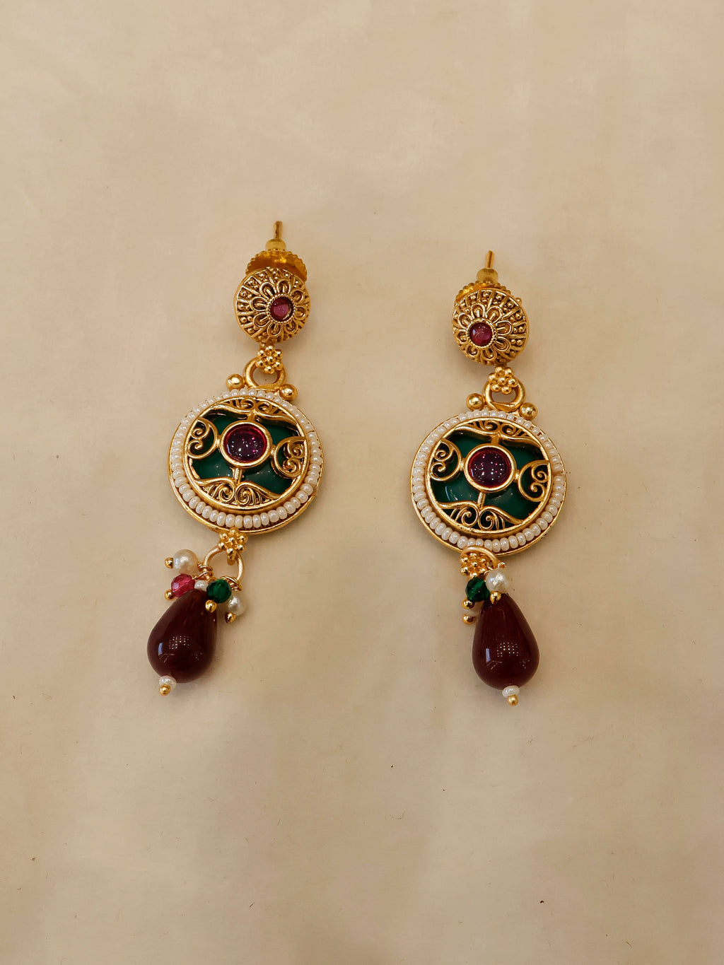 Aanura Gold-Plated Layered Necklace & Earrings Set