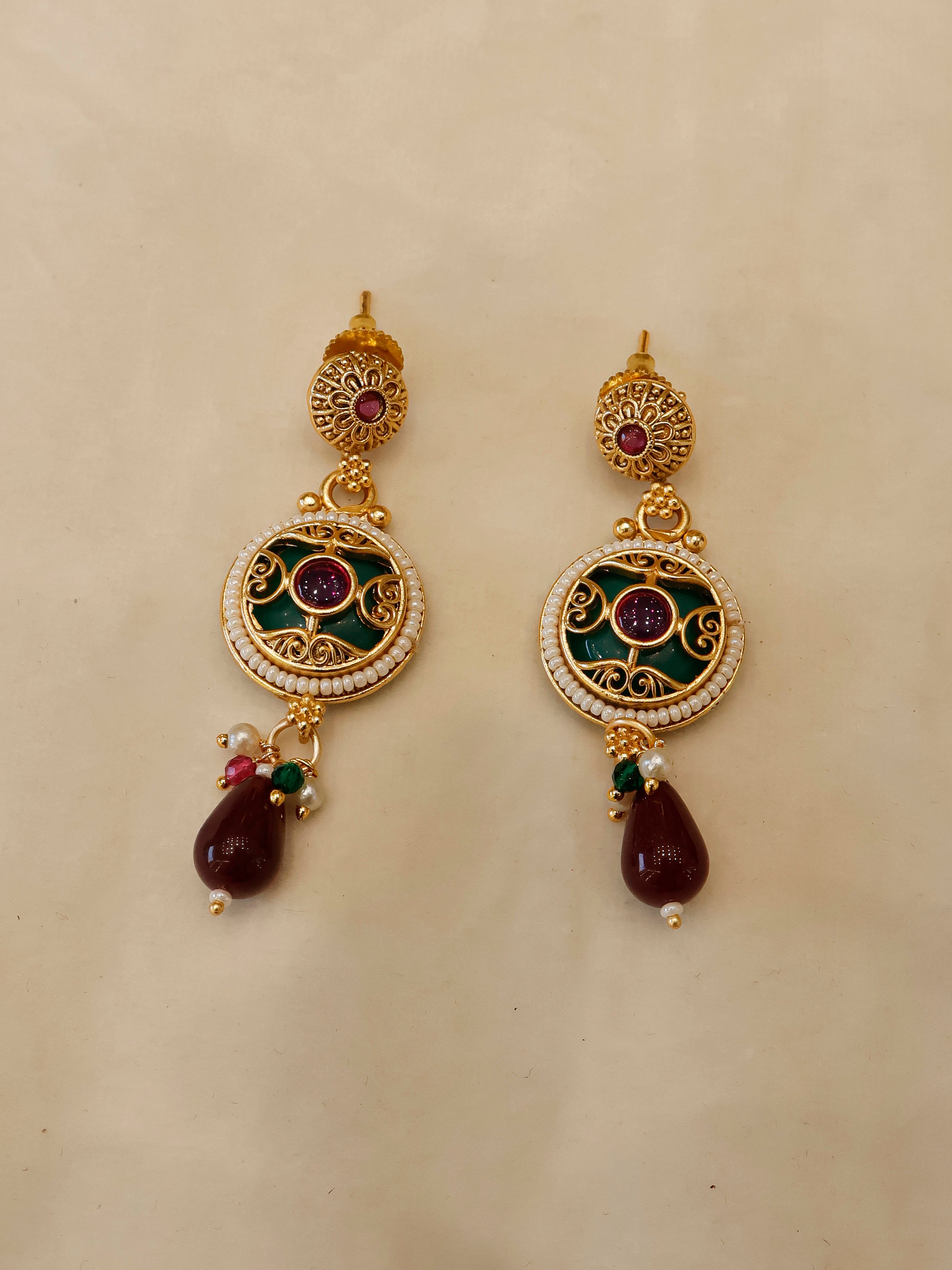 Aanura Gold-Plated Layered Necklace & Earrings Set