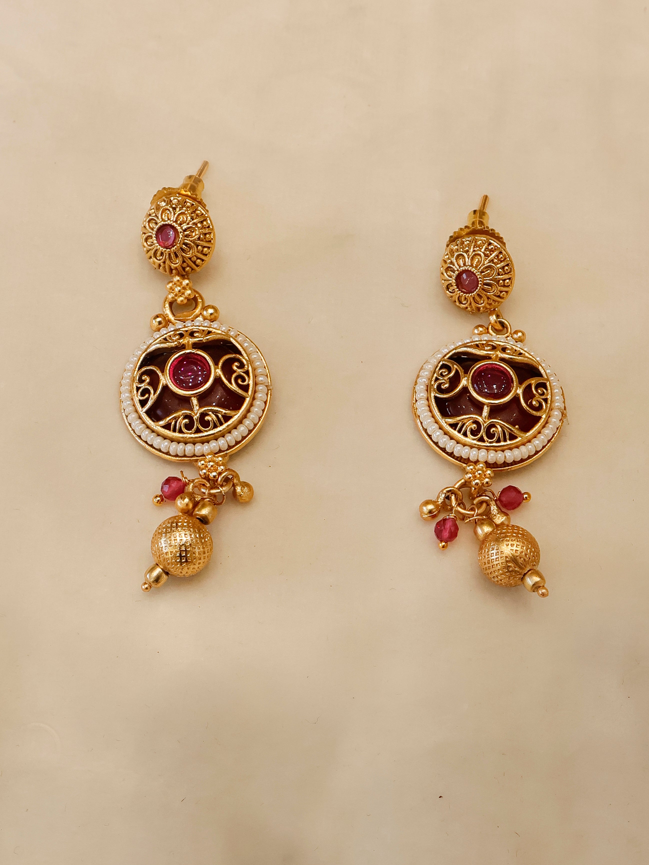 Aanura Gold-Plated Layered Necklace & Earrings Set