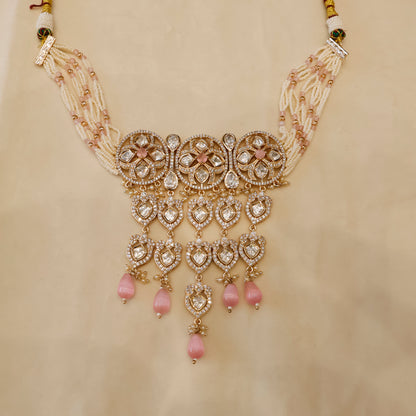 Aanura Green Drop Kundan Choker Necklace & Earrings