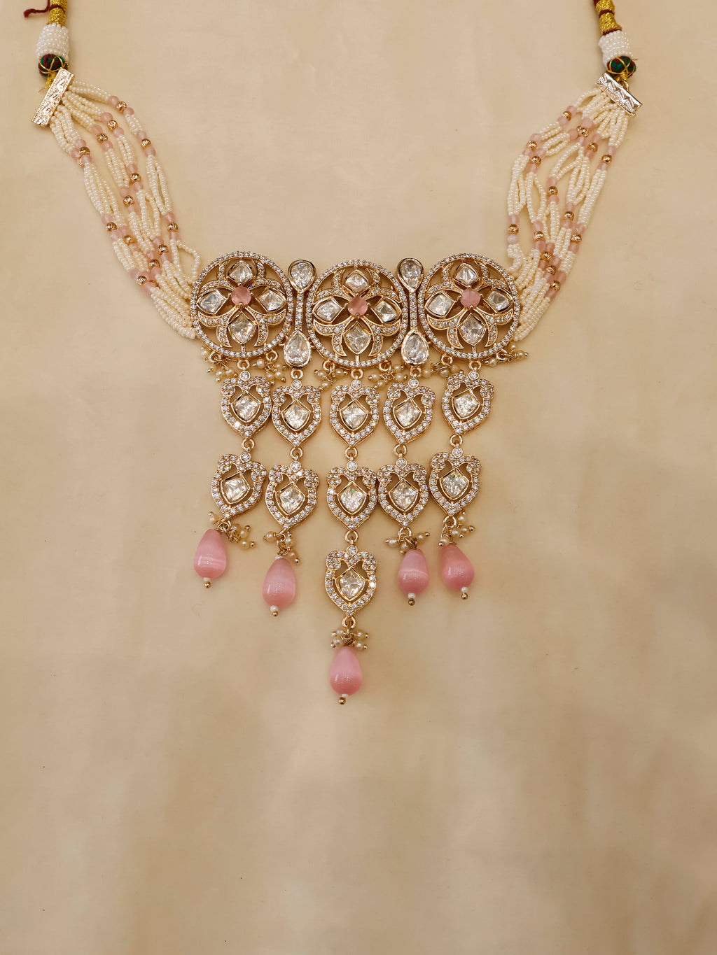 Aanura Green Drop Kundan Choker Necklace & Earrings