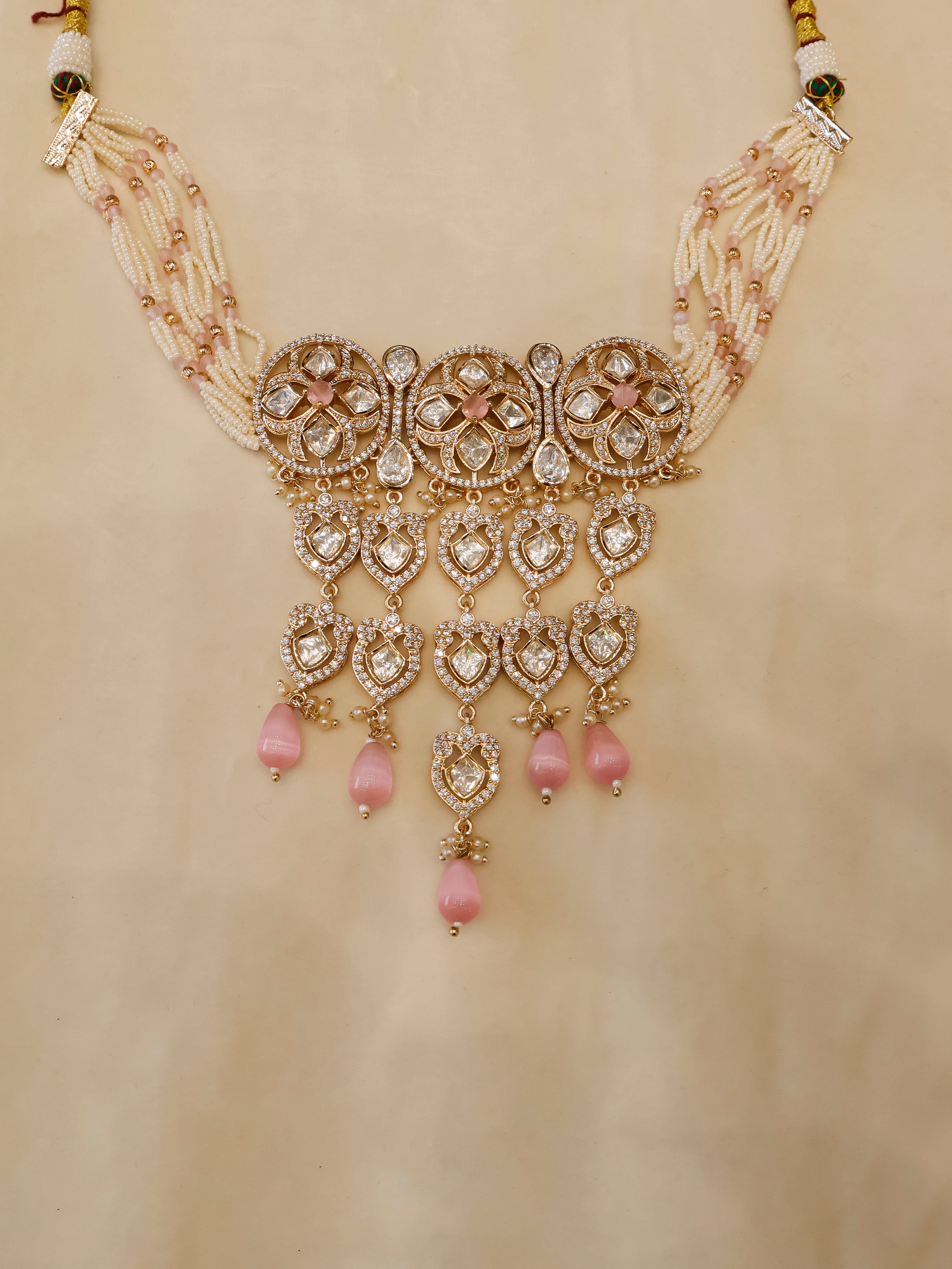 Aanura Green Drop Kundan Choker Necklace & Earrings