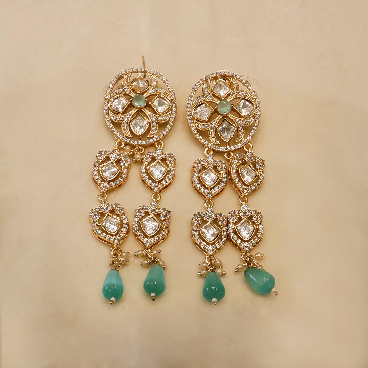 Aanura Green Drop Kundan Choker Necklace & Earrings