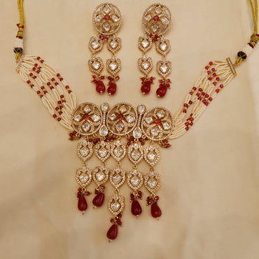Aanura Green Drop Kundan Choker Necklace & Earrings