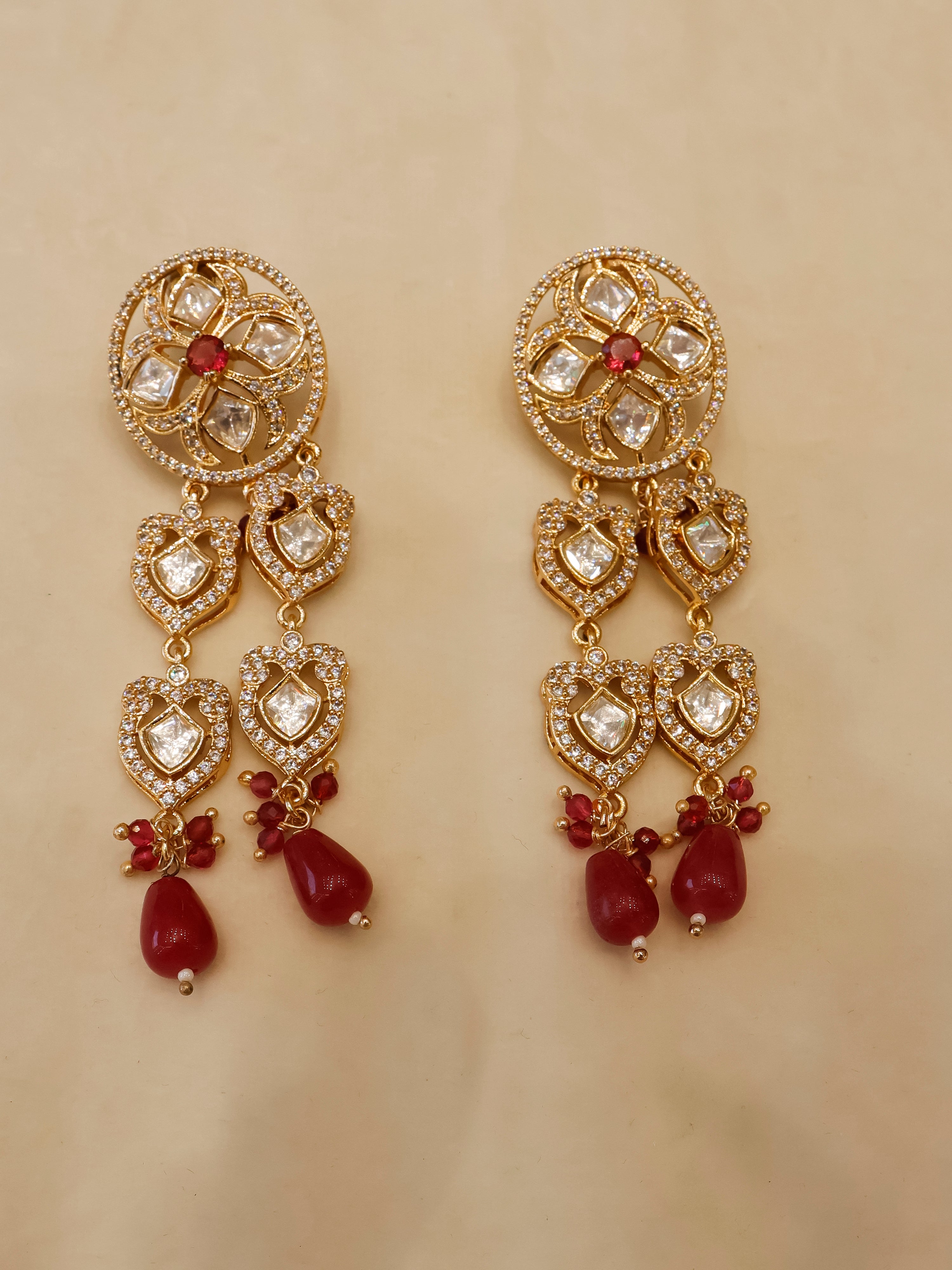 Aanura Green Drop Kundan Choker Necklace & Earrings
