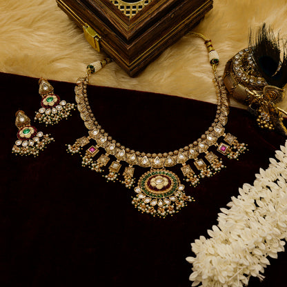 Aanura Royal Antique Choker Necklace with Earrings
