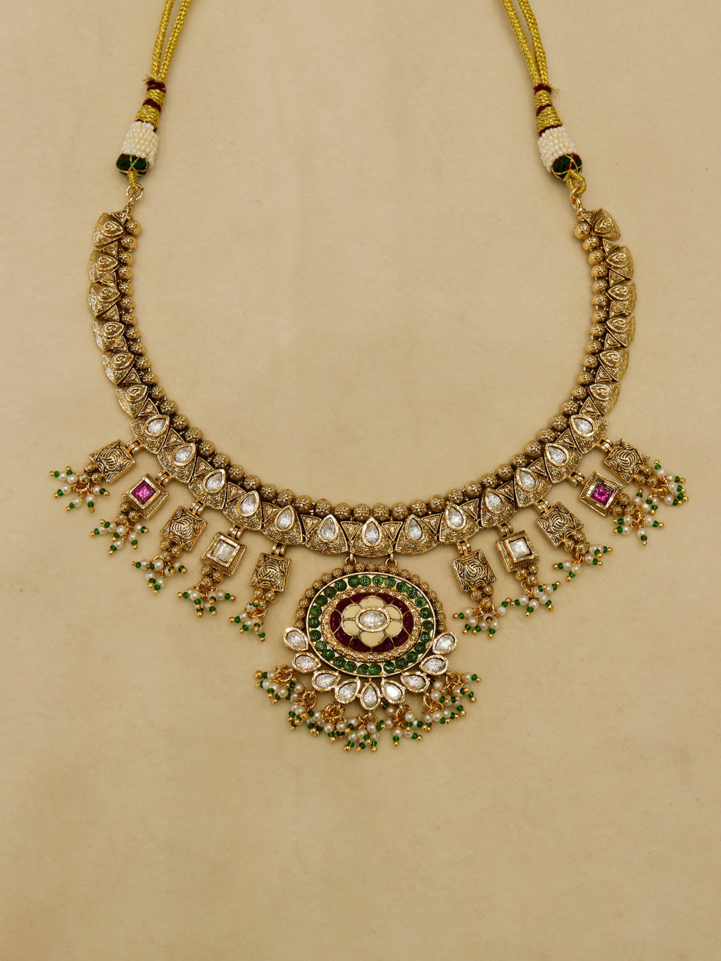 Aanura Royal Antique Choker Necklace with Earrings