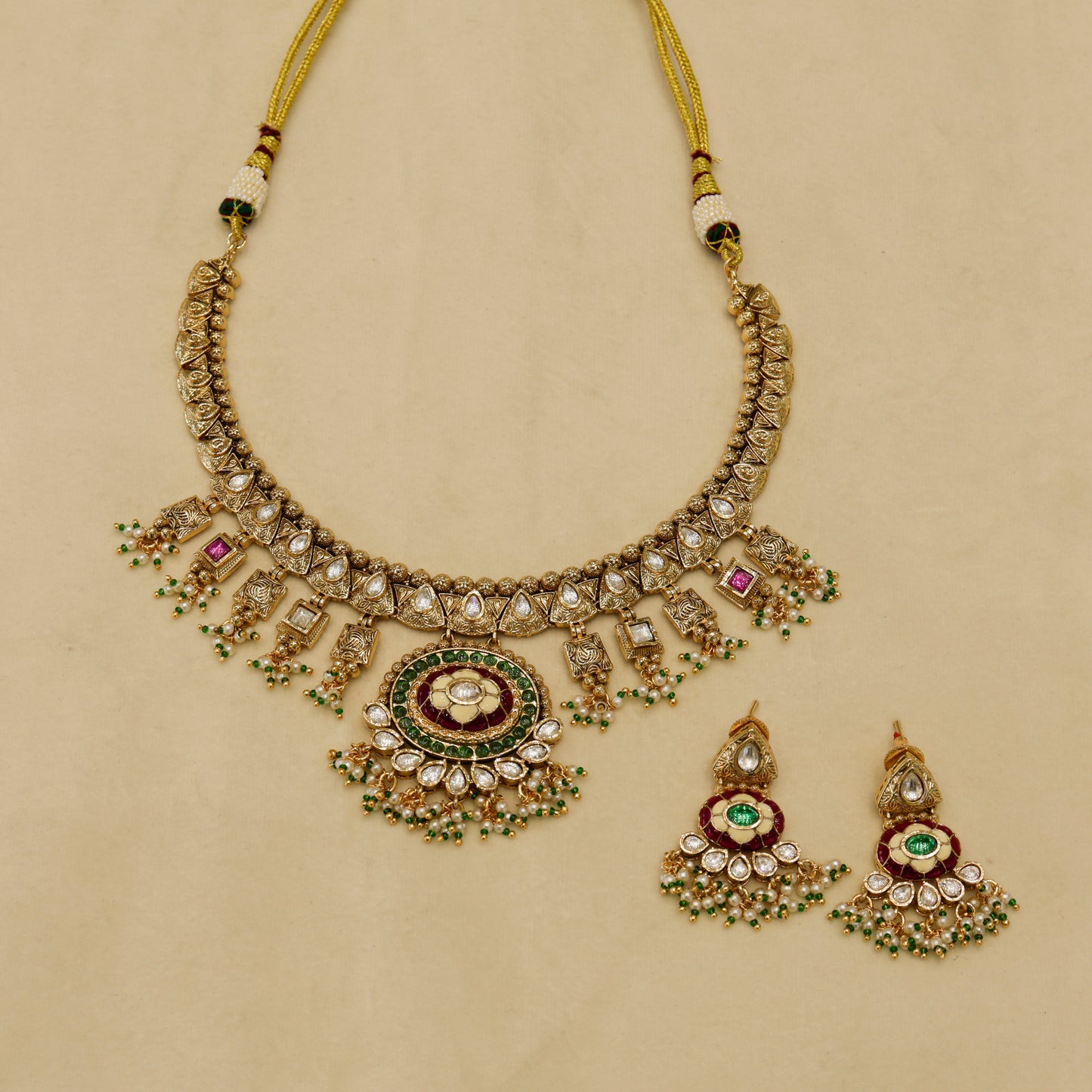 Aanura Royal Antique Choker Necklace with Earrings